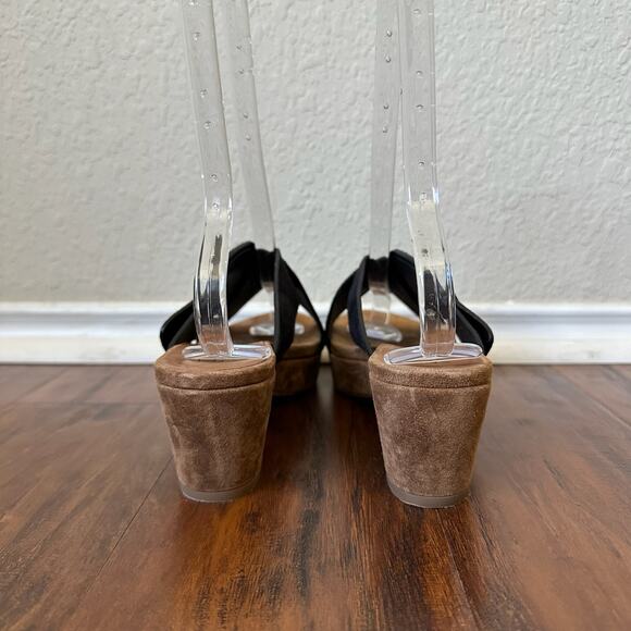 PEDRO GARCIA Sandals Black Suede Platform Slide Criss Cross - Picture 6 of 10